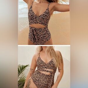 NEW Aerie Leopard Print Wrap Bust Onepiece